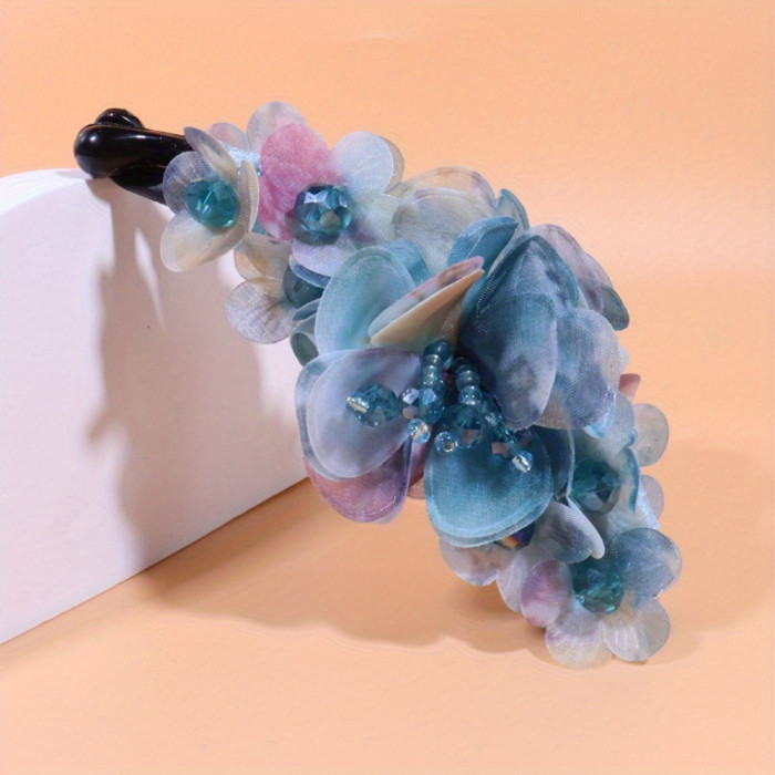 Elegant Boho Flower Hair Claw Clip - Strong Hold, Non-Slip Resin Banana Clip with Colorful Floral Design for Stylish Ponytails & Updos - Durable Fashion Accessory for Women and Girls