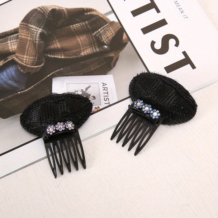 1pc Rhinestone Flower Hair Combs Sponge Bump Up Volume Hairpins Simple Hair Styling Hair Pads BB Clips
