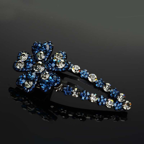 Vintage Cute Flower-Shaped Hair Clips Set with Rhinestones - Resin Material, Fancy Floral Hair Accessory with Sparkling Stones, Trendy Hairpins for Women and Girls 14+, Color Matching, Multi-Pack