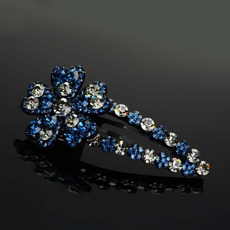 Vintage Cute Flower-Shaped Hair Clips Set with Rhinestones - Resin Material, Fancy Floral Hair Accessory with Sparkling Stones, Trendy Hairpins for Women and Girls 14+, Color Matching, Multi-Pack
