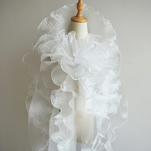 2 Yards of White Organza Ruffles, 15cm Wide - Sewing Trims and Decorative Edges