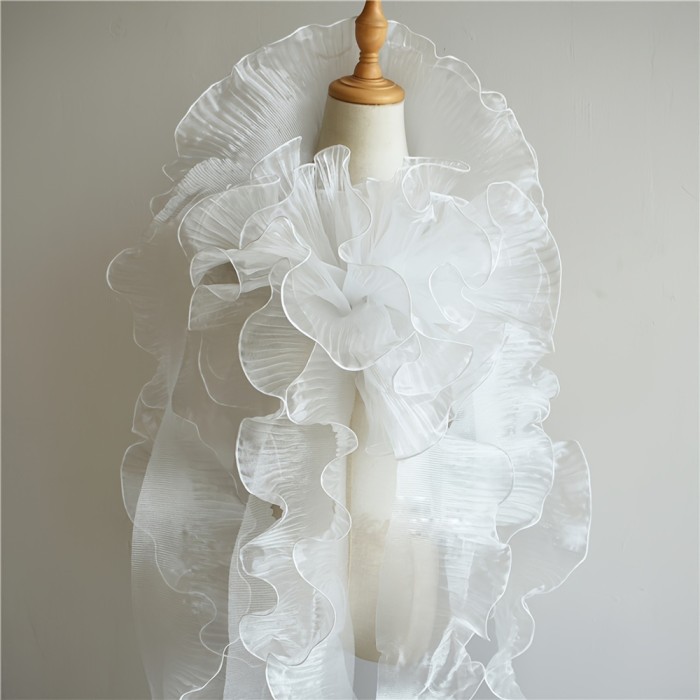 2 Yards of White Organza Ruffles, 15cm Wide - Sewing Trims and Decorative Edges