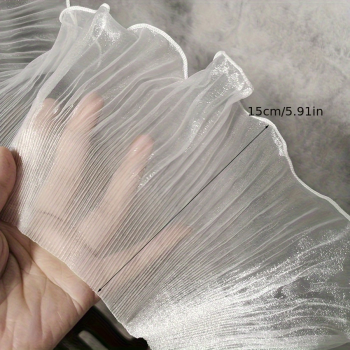 2 Yards of White Organza Ruffles, 15cm Wide - Sewing Trims and Decorative Edges