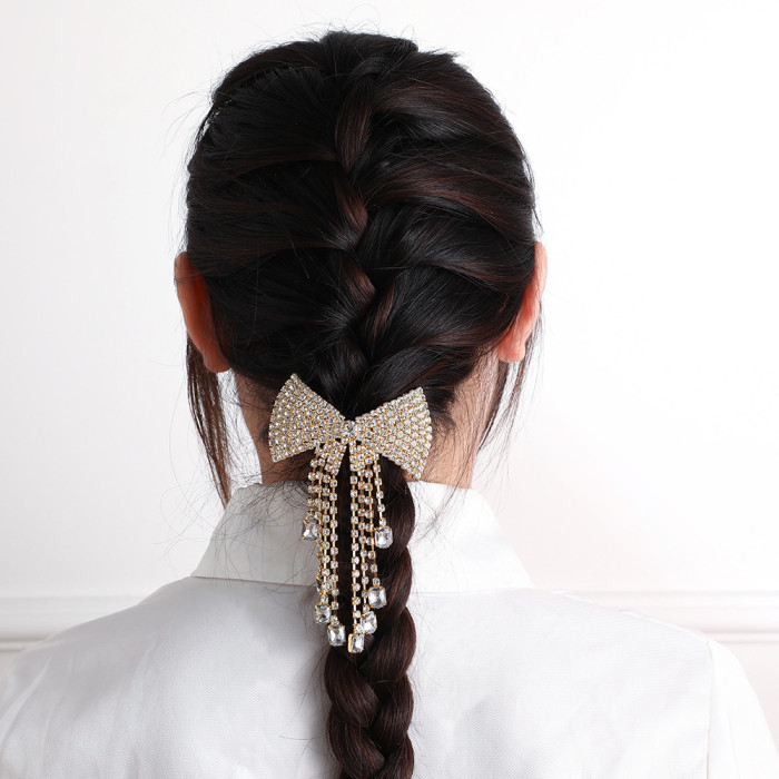 2025 New Style Hair Clip With Water Drill Butterfly Bow, Simple And Gentle Temperament, New Delicate Hair Clip, Fashionable Hair Accessory