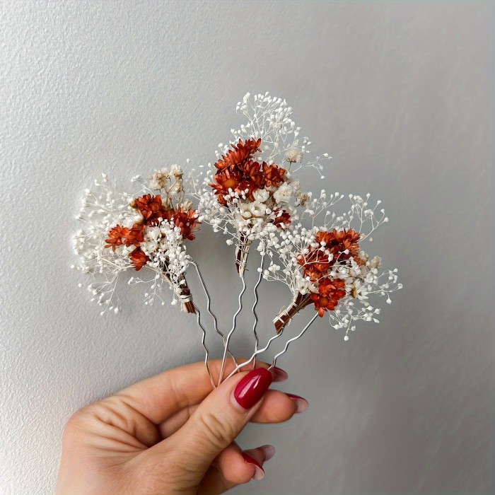 Boho Chic Dried Flower Hair Clip - Rustic Autumn Wedding Accessory, Pampas Grass Floral Decor