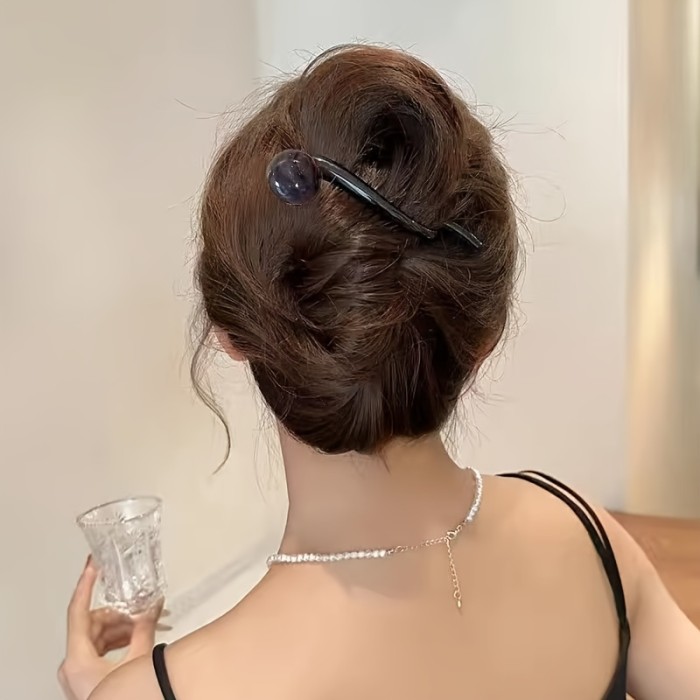Vintage-Inspired Coffee Brown Faux Pearl Hair Clip - Chic Twist Design for Women, Perfect for Birthdays & Everyday Glam, 2024 New Model, Hair Bun
