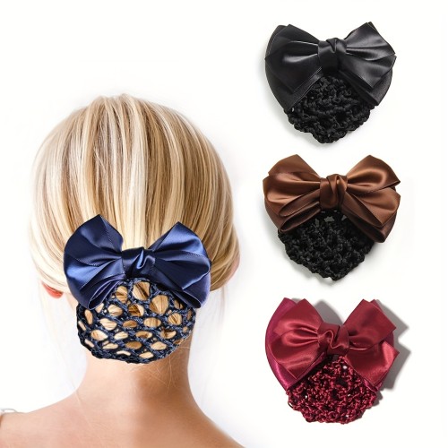 Vintage Elegant Bowknot Snood Barrette - Stylish Back Head Hair Clip for Bun and Ponytail Hairstyles - Easy to Use, Durable, and Versatile Hair Accessory for Women