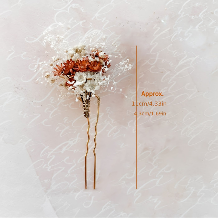 Boho Chic Dried Flower Hair Clip - Rustic Autumn Wedding Accessory, Pampas Grass Floral Decor