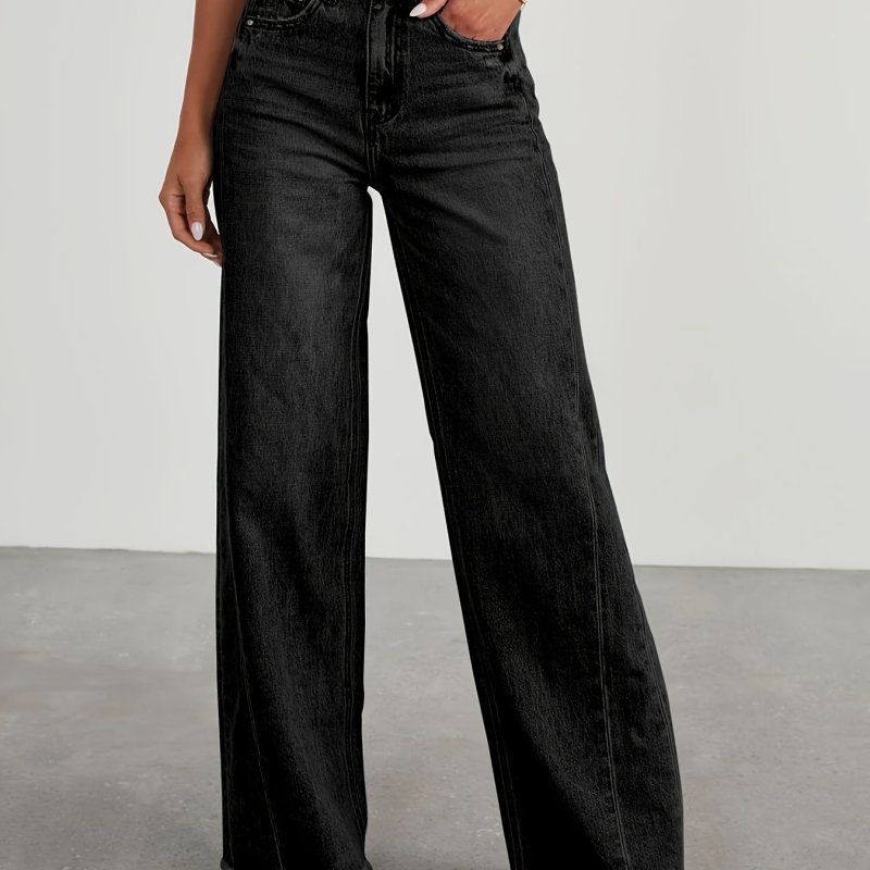Women's High-Waisted Wide Leg Jeans, Casual Baggy Stretch Denim Pants with Pockets, Jeans