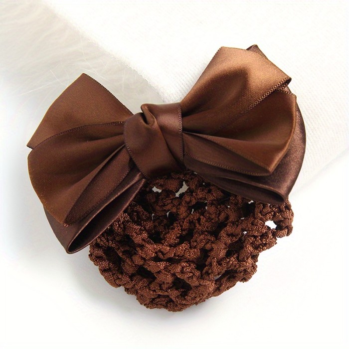 Vintage Elegant Bowknot Snood Barrette - Stylish Back Head Hair Clip for Bun and Ponytail Hairstyles - Easy to Use, Durable, and Versatile Hair Accessory for Women