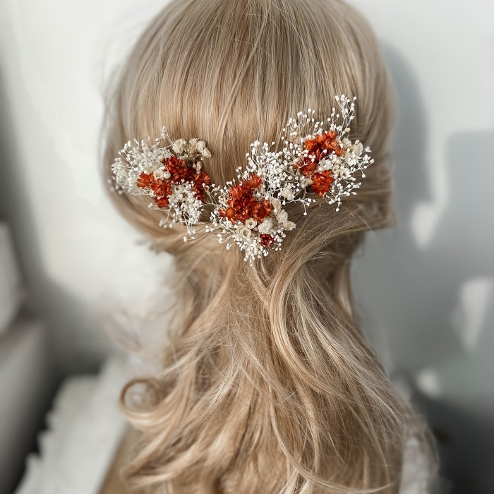 Boho Chic Dried Flower Hair Clip - Rustic Autumn Wedding Accessory, Pampas Grass Floral Decor