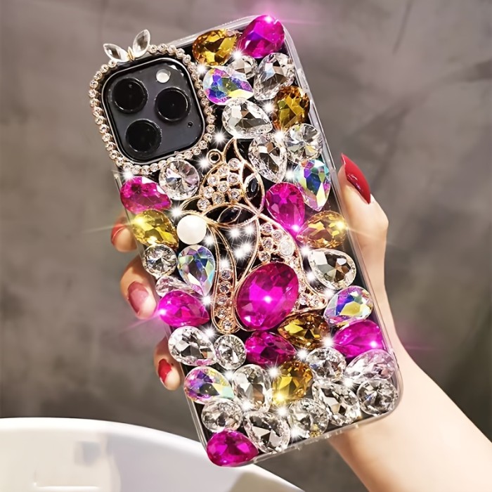 Stylish Luxury Pearl Rhinestone Fox Mobile Phone Case for iPhone16Promax Anti-Fall Mobile Phone Shell