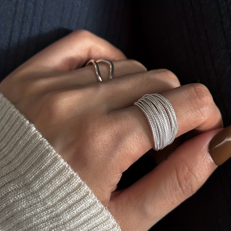 Adjustable Copper Multi-line Ring A Copper Material With Super Multi-line Niche Design High-end Sense Ring Opening Adjustable Fashion All-match Ring
