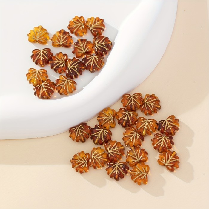 30pcs Maple Leaf Beaded DIY Retro Leaves Can Be Used As Necklace Bracelet