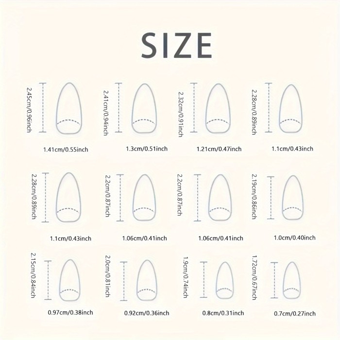 24pcs of Colorful Almond-Shaped Press-On Nails with Full Coverage, Suitable for Women.