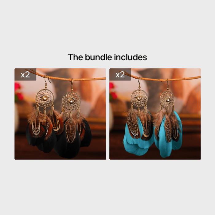 Vintage Boho Feather Drop Dangle Earrings Hollow Out Sunflower Long Tassel Earrings For Women Girls 1Pair