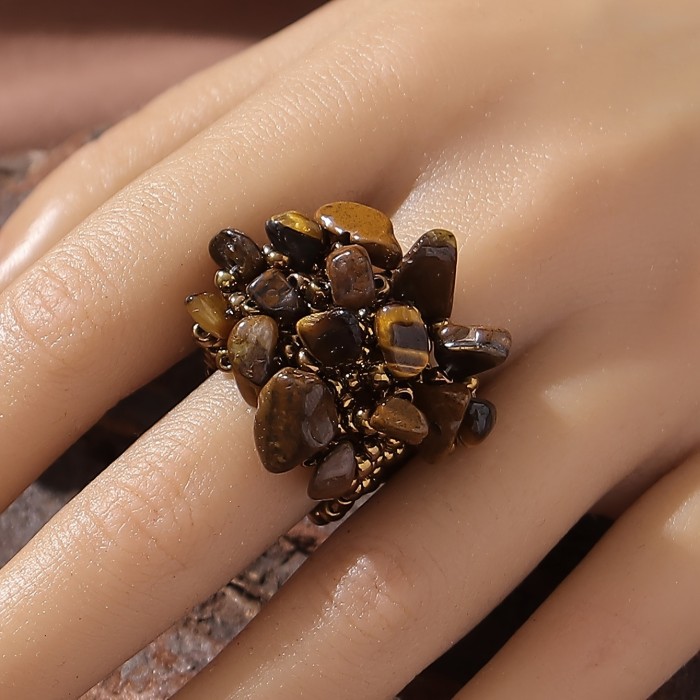 Boho Style Colorful Beaded Finger Ring Women's All-match Finger Jewelry Decor