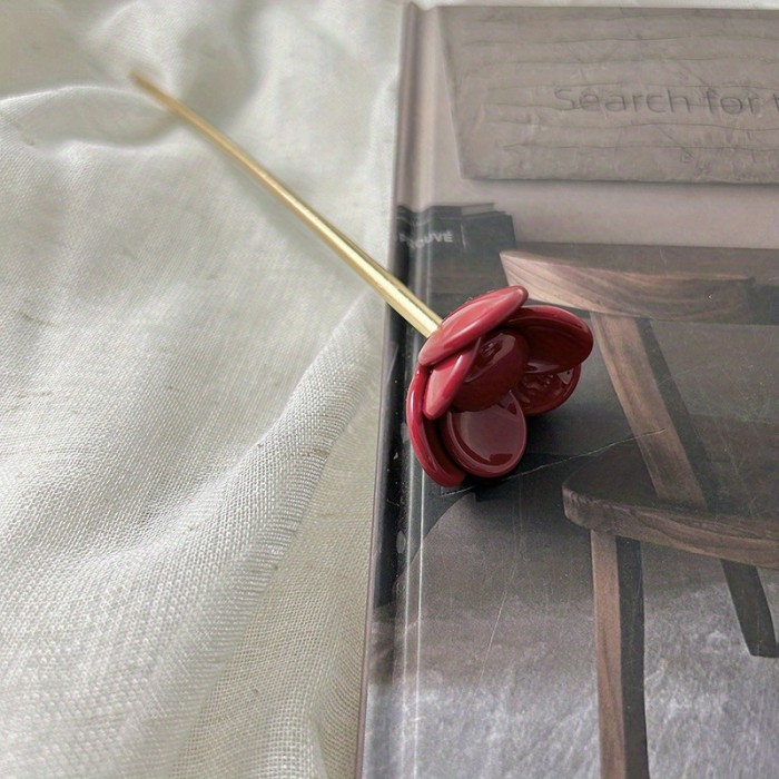 1 Elegant French-Style Floral Hairpin for Women - Chic Acetate Flower with Tassel, Sweet and Cute, Multicolor - Perfect for Daily Wear, Flower Hair Clip