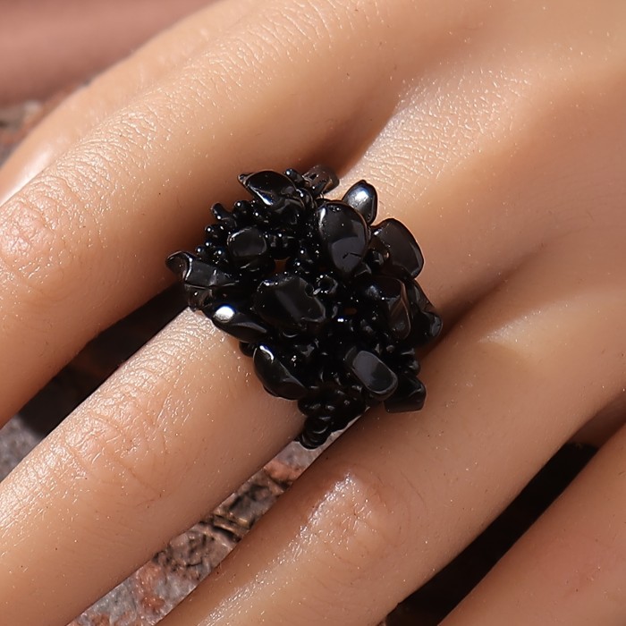 Boho Style Colorful Beaded Finger Ring Women's All-match Finger Jewelry Decor