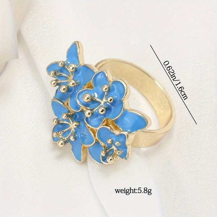Vintage Bohemian Zinc Alloy Ring with Floral Wooden Beads, Leaf Tassel Pendant in Antique Bronze Finish, Wide Face, Open Ring