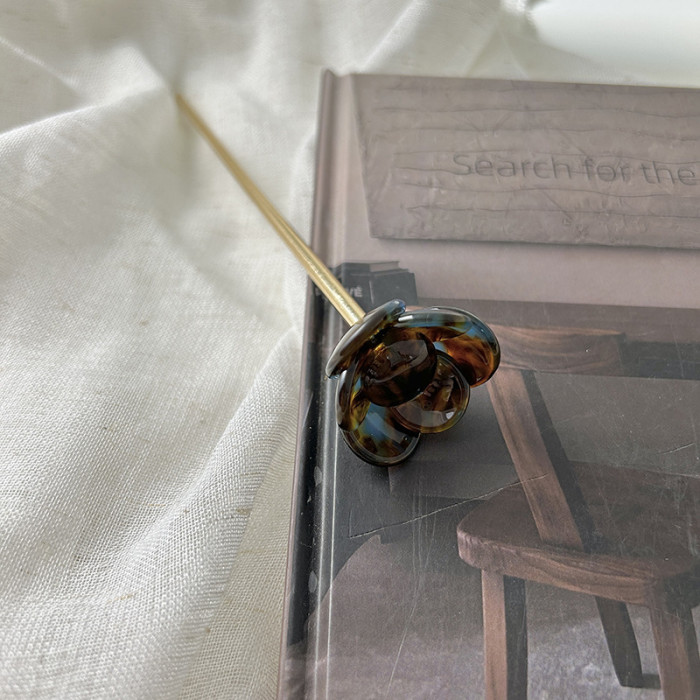 1 Elegant French-Style Floral Hairpin for Women - Chic Acetate Flower with Tassel, Sweet and Cute, Multicolor - Perfect for Daily Wear, Flower Hair Clip