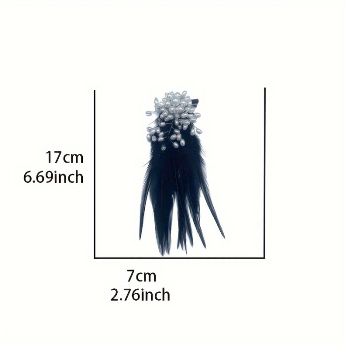Elegant French-Inspired Faux Feather & Pearl Hair Clip - Vintage Style Dual-Purpose Brooch for Brides and Women's Fashion Accessory