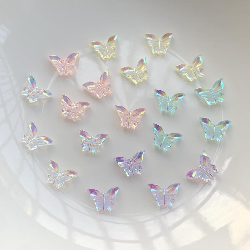 50pcs, 7*10mm Shiny AB Crystal 3D Butterfly Nail Accessories Diamond Sticker Resin Nail Art, Scrapbooking DIY, Epoxy Resin Jewelry Molds, Candle, Soap Making, Nails Decor, DIY Art Crafts Gifts Accessories