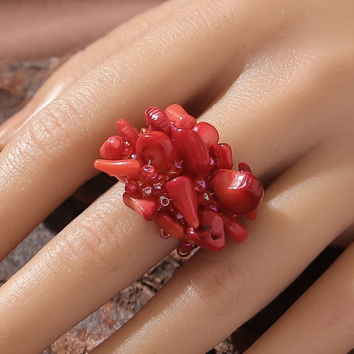 Boho Style Colorful Beaded Finger Ring Women's All-match Finger Jewelry Decor