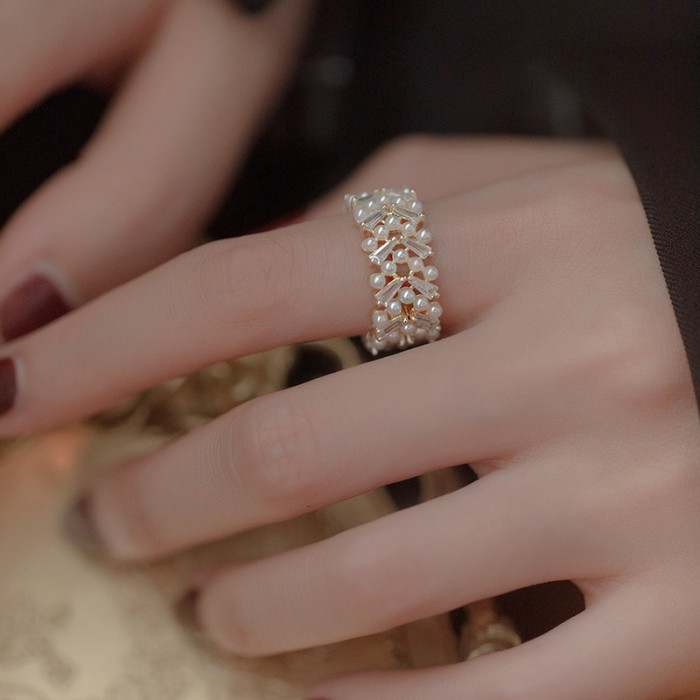 Zirconia Leaf Opening High-Grade Cold Wind Woman Fashion Niche Design Index Ring