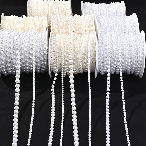 1pc 3\u002F4\u002F6\u002F8Mm Half Round Cabochon Beads Garland String White Beige Color Acylic Beads Chain for Wedding Decoration DIY Jewelry Accessories