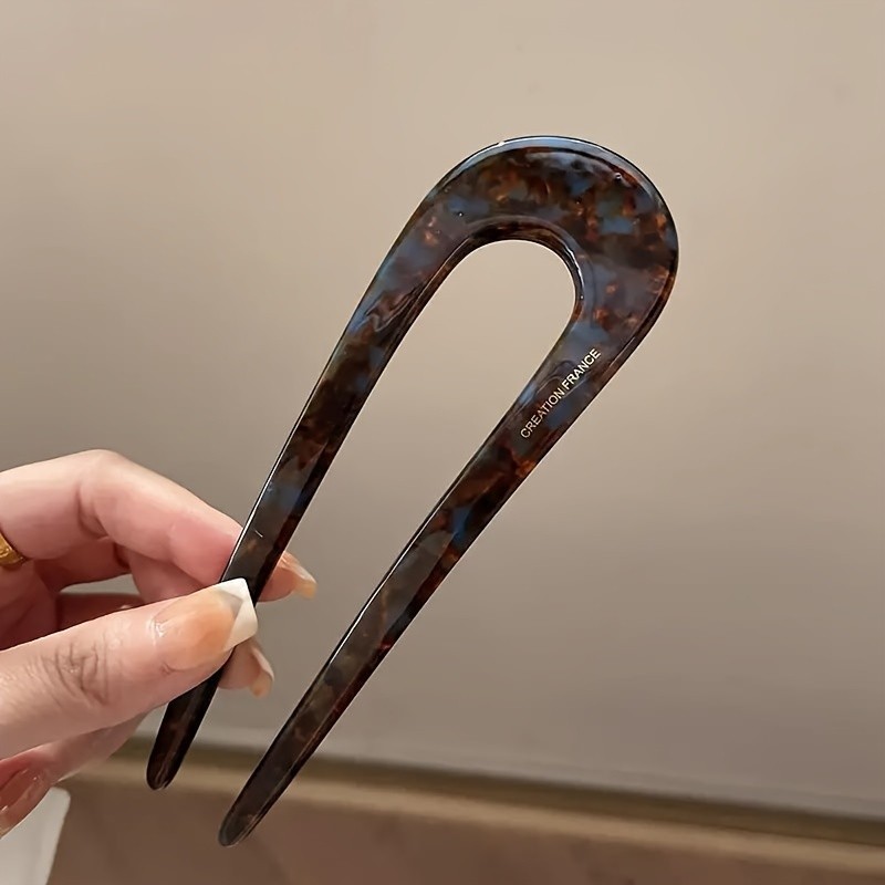 Vintage Chic U-Shaped Hairpin for Women - Acetate Material, Durable, Easy to Use, Suitable for 14+ Years Old, Perfect Accessory for Valentine's Day, Formal Events, and Daily Life