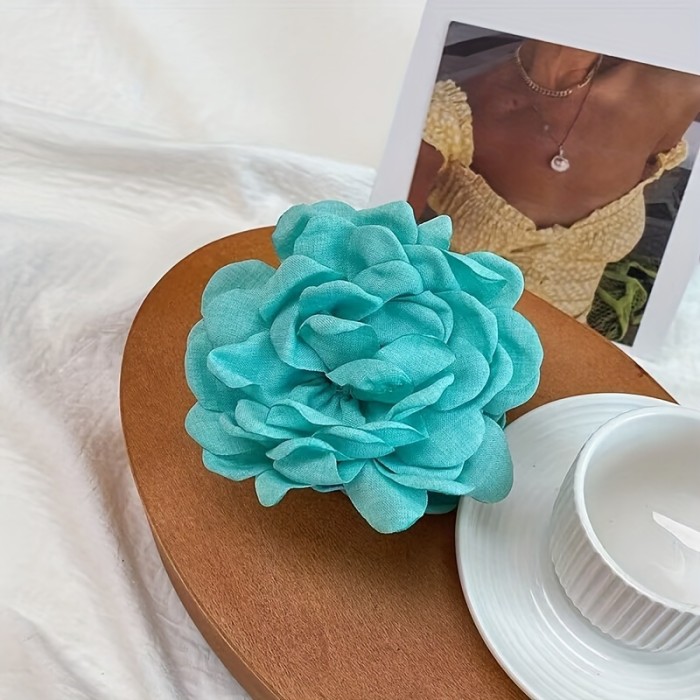 Vintage French Dry Rose Hair Clip with Sharks Tooth - Single Flower Hair Accessory for Women - Suitable for Ages 14 and Up