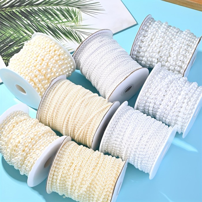 1pc 3\u002F4\u002F6\u002F8Mm Half Round Cabochon Beads Garland String White Beige Color Acylic Beads Chain for Wedding Decoration DIY Jewelry Accessories