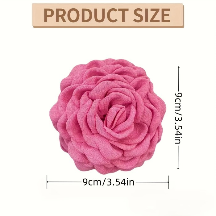 Vintage French Dry Rose Hair Clip with Sharks Tooth - Single Flower Hair Accessory for Women - Suitable for Ages 14 and Up