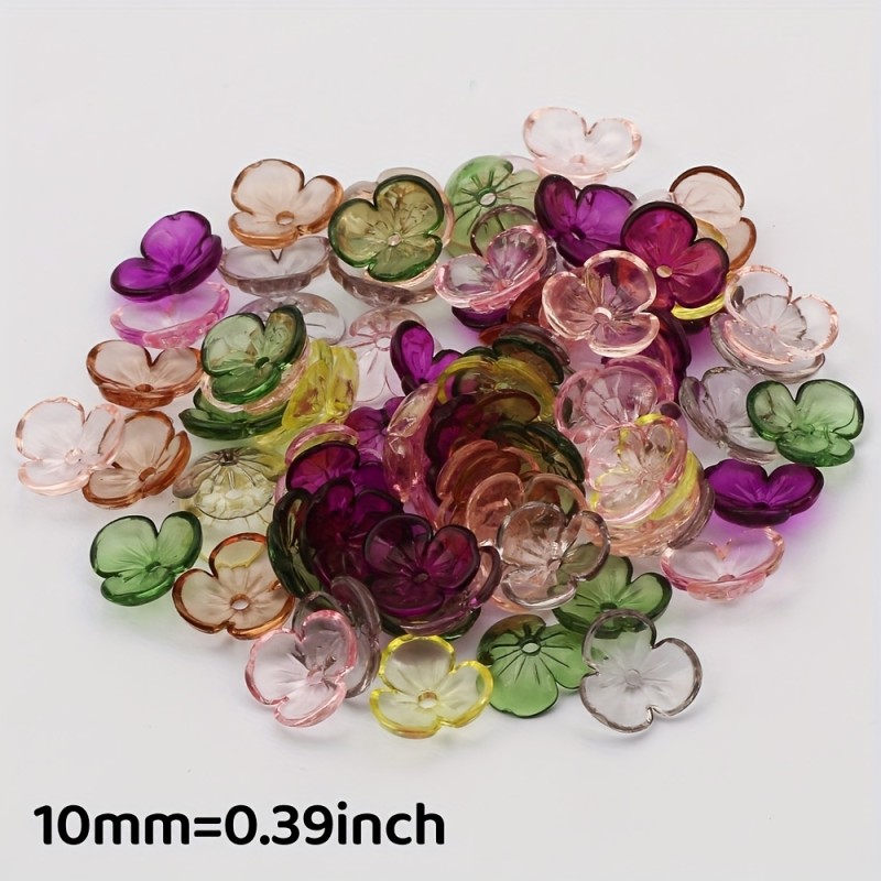 200pcs Vibrant Multicolor 10mm Transparent Acrylic Petal Beads for Jewelry Making, Crafting, and DIY Projects - Perfect for Creating Unique Necklaces, Bracelets, Earrings, Keychains, and Accessories - Ideal for Beginners and Experienced Crafters Alike