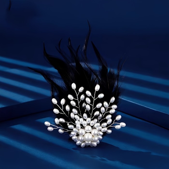 Elegant French-Inspired Faux Feather & Pearl Hair Clip - Vintage Style Dual-Purpose Brooch for Brides and Women's Fashion Accessory