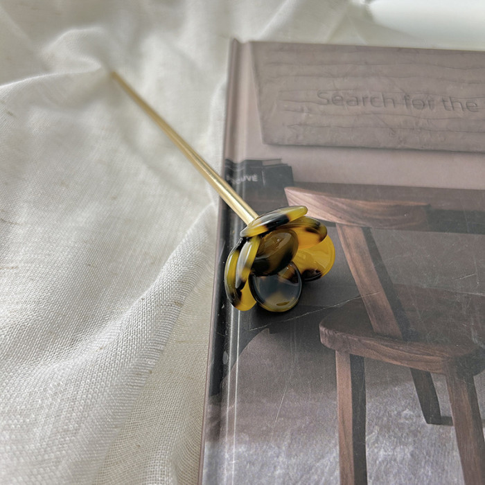 1 Elegant French-Style Floral Hairpin for Women - Chic Acetate Flower with Tassel, Sweet and Cute, Multicolor - Perfect for Daily Wear, Flower Hair Clip