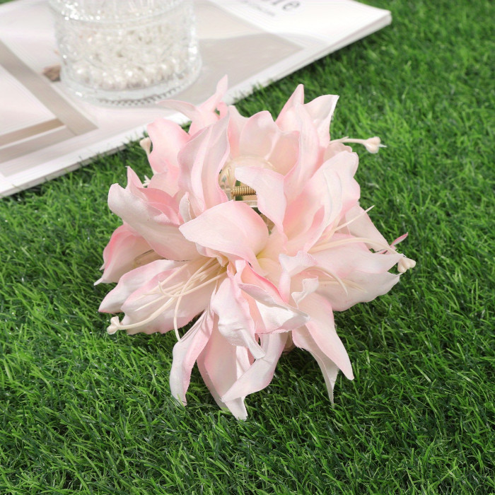 1pc Bohemian Chic Lily Flower Hair Clip - Elegant & Vibrant Simulated Floral Accessory in Pink or White, Perfect for Women's Beach, Picnic, and Party Hairstyles, Beach Hair Accessories