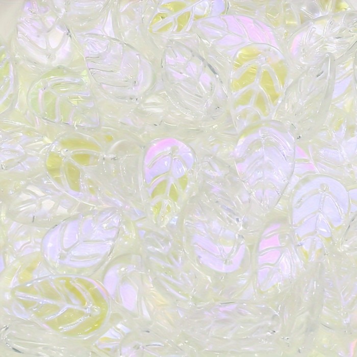 50pcs Vibrant Glass Leaf Beads with AB Coating - Mixed Green Shades for Jewelry Making, DIY Necklace and Earring Pendants Crafting, Perfect for Accessories and Fashion Designers