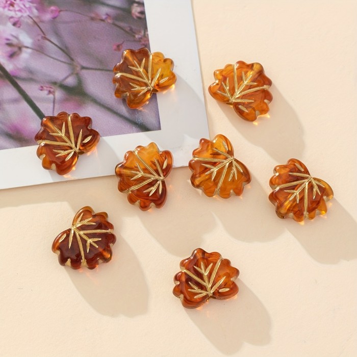 30pcs Maple Leaf Beaded DIY Retro Leaves Can Be Used As Necklace Bracelet