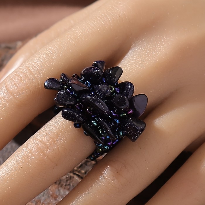 Boho Style Colorful Beaded Finger Ring Women's All-match Finger Jewelry Decor