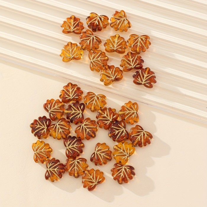 30pcs Maple Leaf Beaded DIY Retro Leaves Can Be Used As Necklace Bracelet