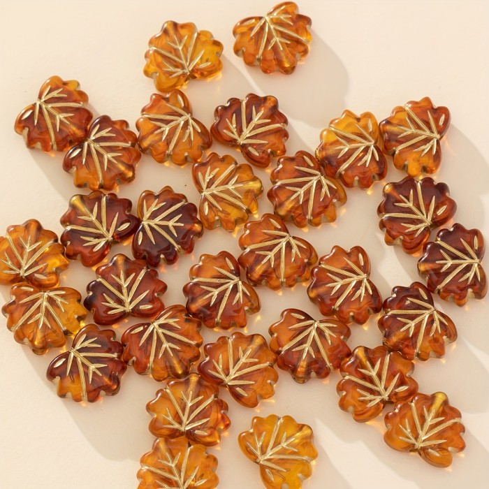 30pcs Maple Leaf Beaded DIY Retro Leaves Can Be Used As Necklace Bracelet