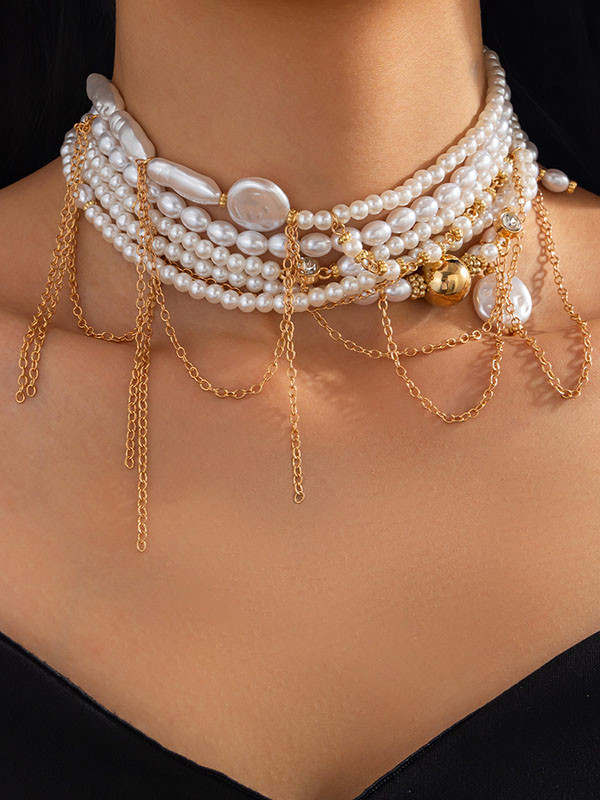 Geometric Layered Tasseled Necklaces Accessories