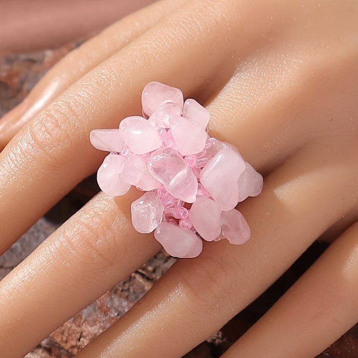 Boho Style Colorful Beaded Finger Ring Women's All-match Finger Jewelry Decor