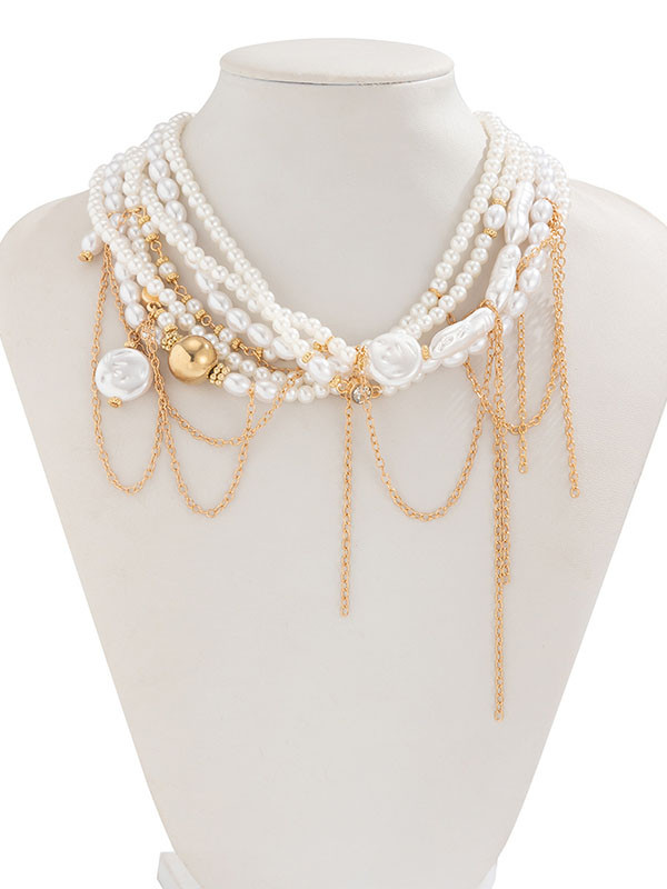 Geometric Layered Tasseled Necklaces Accessories