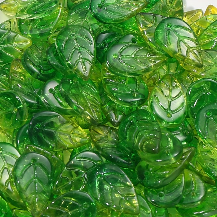 50pcs Vibrant Glass Leaf Beads with AB Coating - Mixed Green Shades for Jewelry Making, DIY Necklace and Earring Pendants Crafting, Perfect for Accessories and Fashion Designers