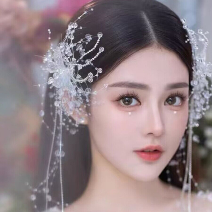 1pc Butterfly Fairy Hair Clip with Pearl Rhinestone Tassels, Plastic Decorative Side Hair Accessory for Styling and Party Wear, Party Hair Decor|Butterfly Motif|Rhinestone Embellishments