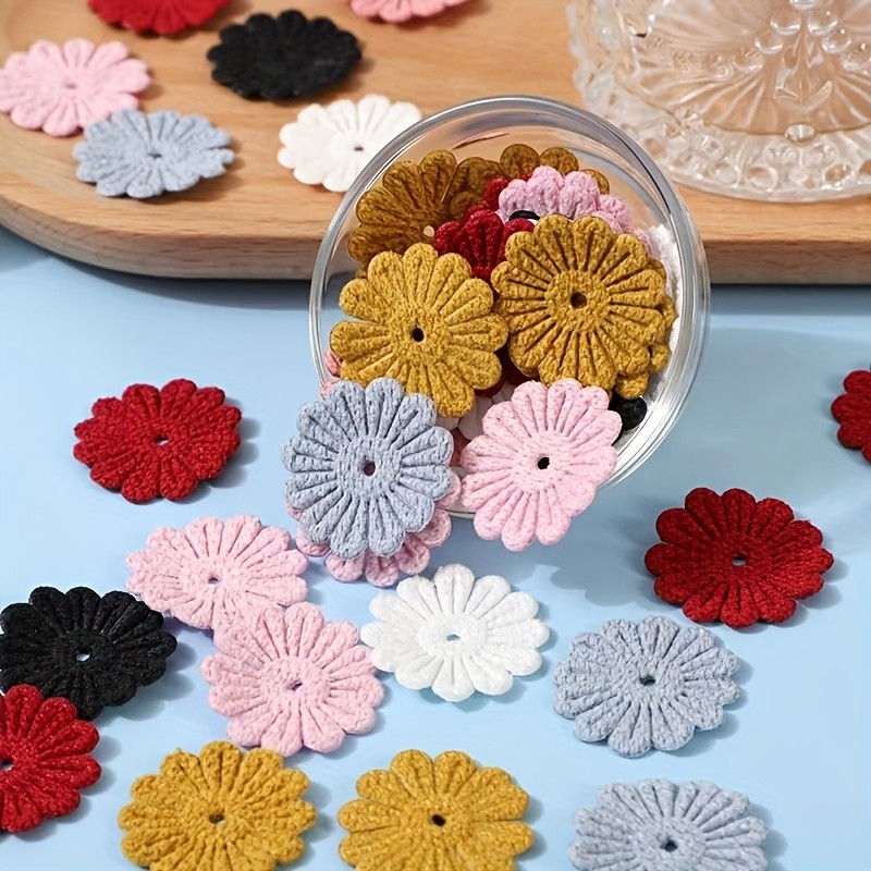 42pcs Vibrant Dual-Sided Knit Daisy Embroidery Patches - Ideal for DIY Crafts, Clothing, Headwear & Accessories - Colorful, Textured Fabric Appliques for Home Crafting