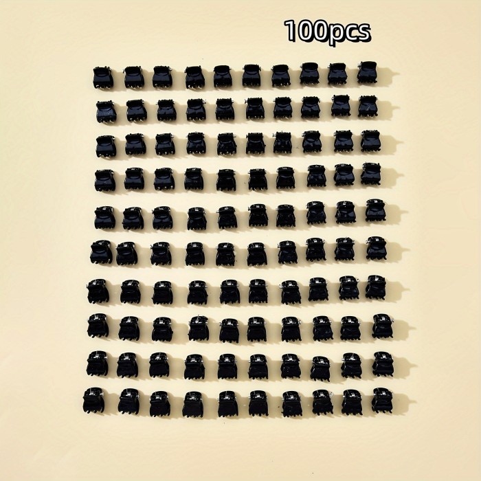 100pcs Black Mini Solid Hair Claws, Cute PVC Hair Accessories, Fashionable And Exquisite Side Clip Hair Accessories, Headpiece Manufacturing Tools for Ladies And Girls, Decorative Gifts Suitable for Daily Holiday Wear